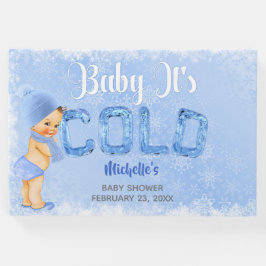 Livro De Visitas Bebê É Frio Floco de Neve Azul Menino Chuveiro