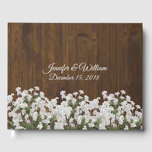 Livro De Visitas Bebês Respiram Rustic Weds Guest Book (Frente)