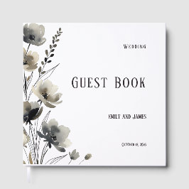Livro De Visitas Beige Neutral Floral Wedding
