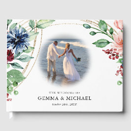 Livro De Visitas Bela Floral em Aquarela e Casamento de Verdura