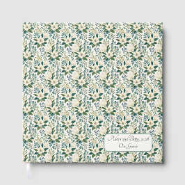 Livro De Visitas Belas Flores e Frutas Brancas Modernas