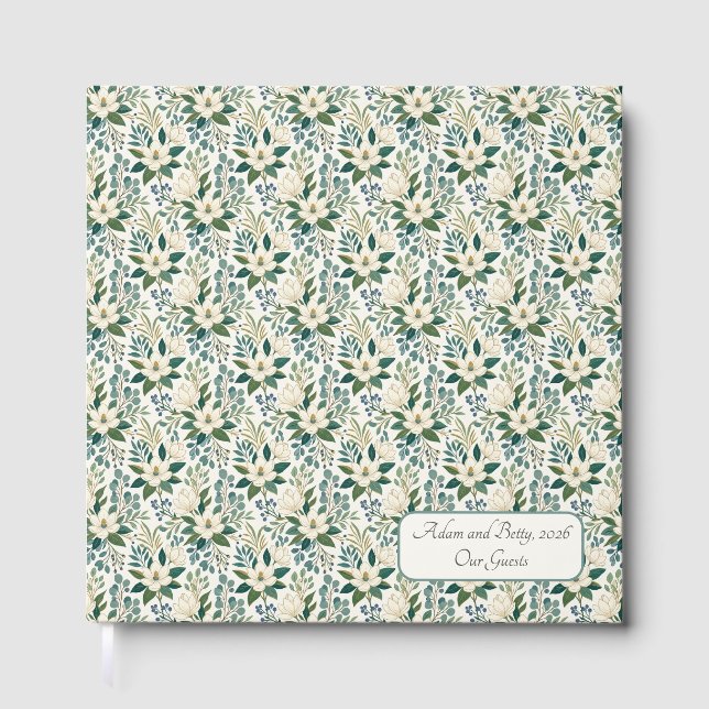 Livro De Visitas Belas Flores e Frutas Brancas Modernas (Frente)