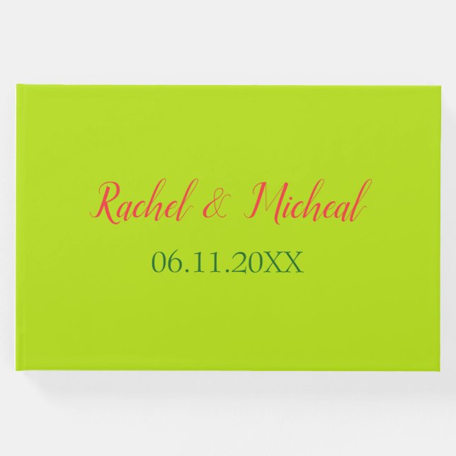 Livro De Visitas Belo Casamento Tema Rosa e Verde (Frente)