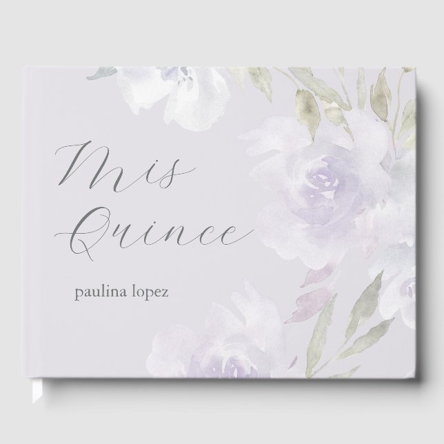 Livro De Visitas Belo Floral Puro Mis Quince Quinceanera (Frente)