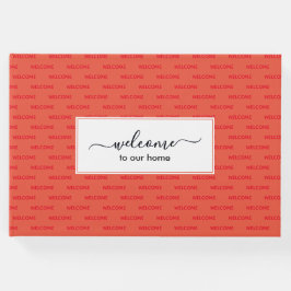 Livro De Visitas BEM-VINDO À NOSSA CASA Elegante Coral Red