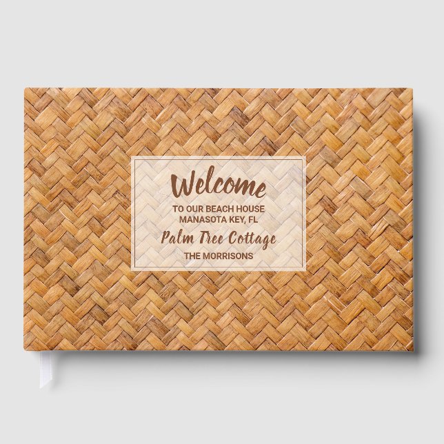 Livro De Visitas Bem-vindo à nossa Esteira de Folha de Palmeira Tra (Frente)