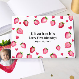 Livro De Visitas Berry First Birthday Strawberry Custom Photo 