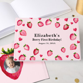 Livro De Visitas Berry First Birthday Strawberry Custom Photo