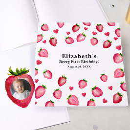 Livro De Visitas Berry First Birthday Strawberry Custom Photo