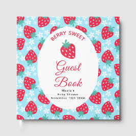 Livro De Visitas Berry Sweet Blue Strawberry Baby Shower 