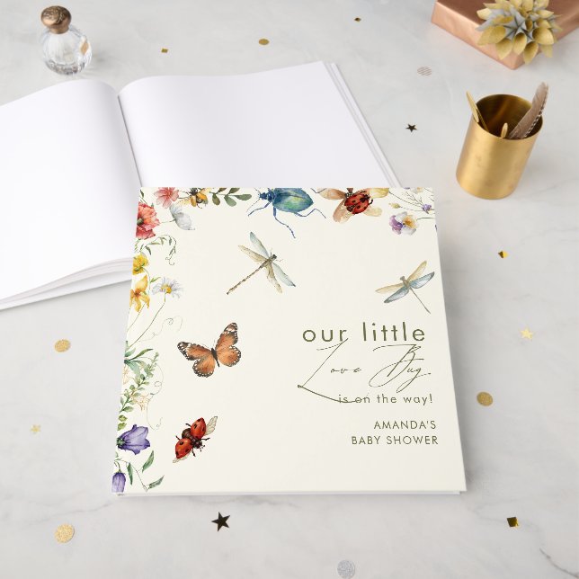 Livro De Visitas Besouro do Amor Boho Insetos Libélula  (Frente aberta)