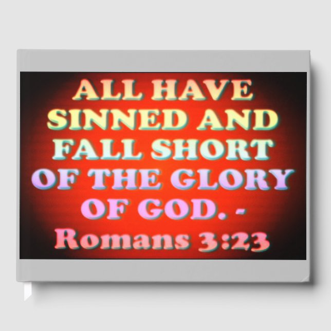 Livro De Visitas Bíblia verso dos romanos 3:23. (Frente)