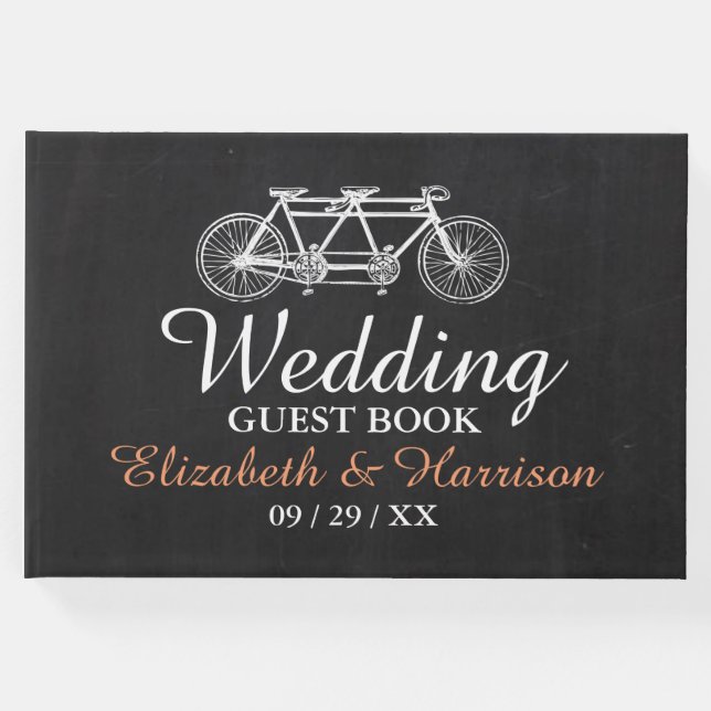 Livro De Visitas Bicicleta Tandem No Casamento De Chalkboard (Frente)