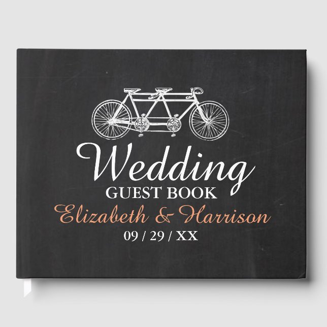 Livro De Visitas Bicicleta Tandem No Casamento De Chalkboard (Frente)