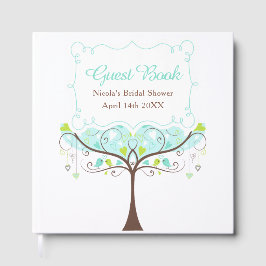 Livro De Visitas Birds Hearts Tree Blue and Green Bridal Shower