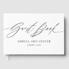 Livro De Visitas Black and White Minimalist Wedding Guest Book