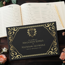 Livro De Visitas Black Royal Fantasy Monogramas Weding