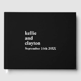 Livro De Visitas Black Simple Modern Type Wedn Guest Book