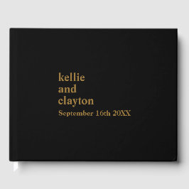 Livro De Visitas Black Simple Modern Type Wedn Guest Book