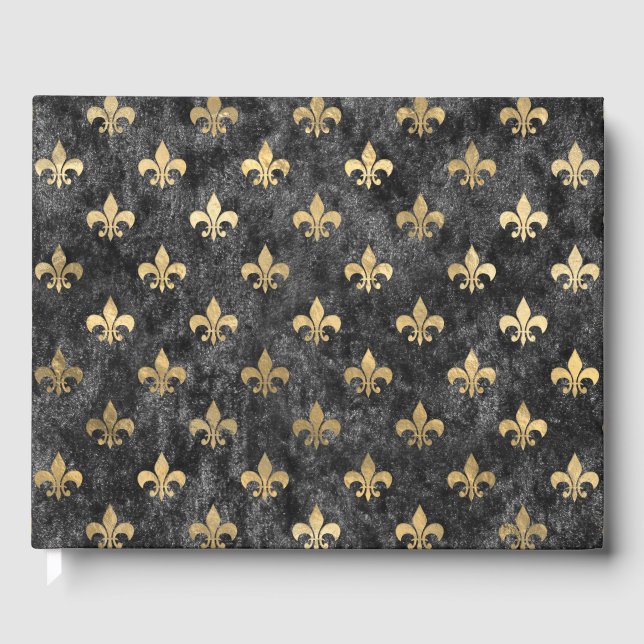 Livro De Visitas Black Velvet Fleur De Lis Mardi Gras Orleans (Frente)