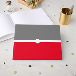 Livro De Visitas Bloco de Cor Vermelho Brilhante Cinza Profissional