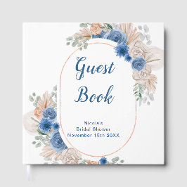 Livro De Visitas Blue Boho Pampas Grass Bridal Shower