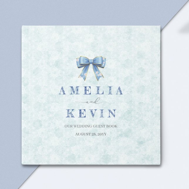 Livro De Visitas Blue Bow Engagement Invitation – Japanese Style (Criador carregado)