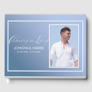 Livro De Visitas Blue Celebrando um Memorial de Fotos da Vida