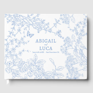 Livro De Visitas Blue Chinoiserie Toile de Jouy Data de Salvamento 