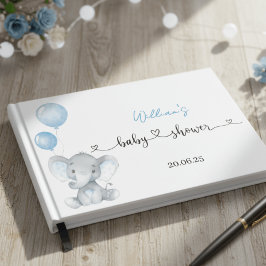 Livro De Visitas Blue Elephant Balloons Foil Baby Shower Guest Book