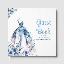 Livro De Visitas Blue Floral Dress Bridal Shower 