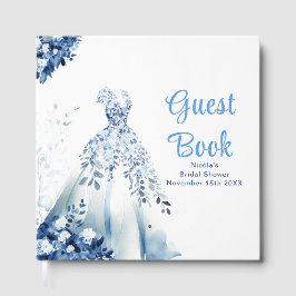 Livro De Visitas Blue Floral Dress Bridal Shower 