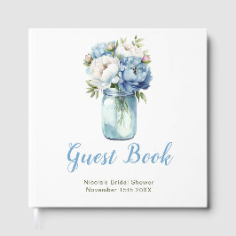 Livro De Visitas Blue Peonies Mason Jar Bridal Shower