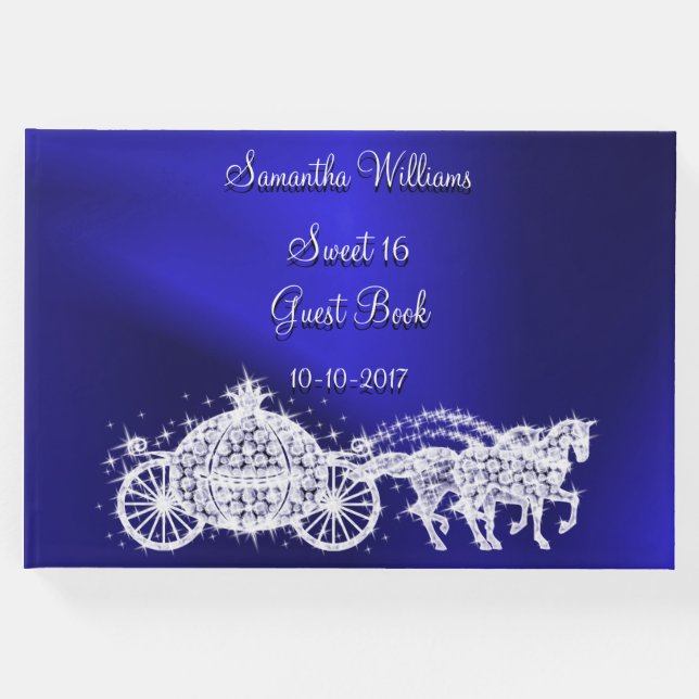 Livro De Visitas Blue Princess Coach & Horses Sweet 16 (Frente)
