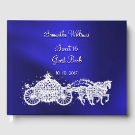 Livro De Visitas Blue Princess Coach & Horses Sweet 16