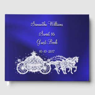 Livro De Visitas Blue Princess Coach & Horses Sweet 16