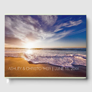 Livro De Visitas Blue Tropical Ocean Beach Sunset Wedset