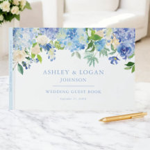 Blue Watercolor hydrangea Weding Book