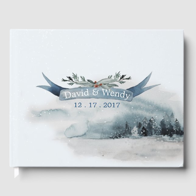Livro De Visitas Blue Winter Wonderland Weding Guest Book (Frente)