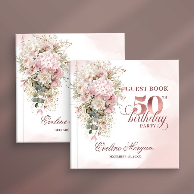 Livro De Visitas Blush Floral Eucalyptus 50th Birthday Guest Book (Blush Floral Eucalyptus 50th Birthday Guest Book)