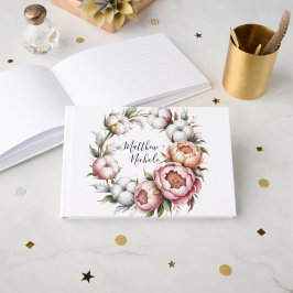 Livro De Visitas Blush Pink and White Cotton Wedding