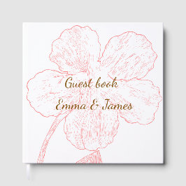 Livro De Visitas Blush Pink Floral Line Art Wedding Guest Book
