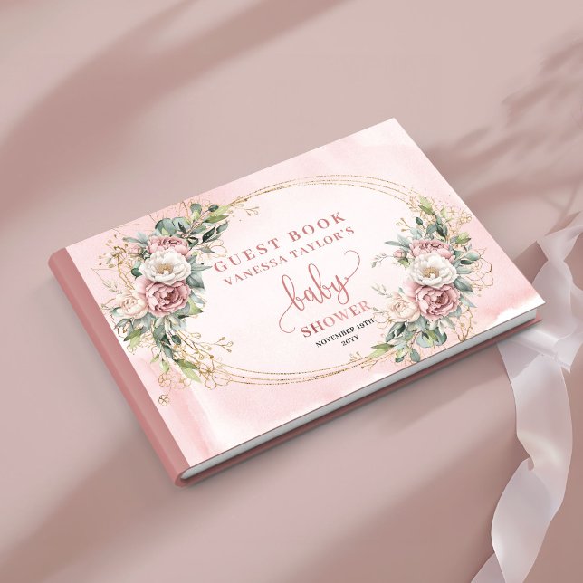 Livro De Visitas Blush Pink Flowers Eucalyptus Baby Girl Guest Book (Blush Pink Flowers Eucalyptus Baby Girl Guest Book)