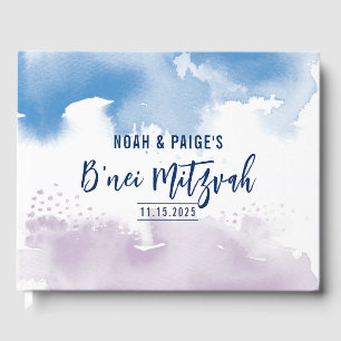 Livro De Visitas B'NEI MITZVAH, moderna moda, cor azul púrpura