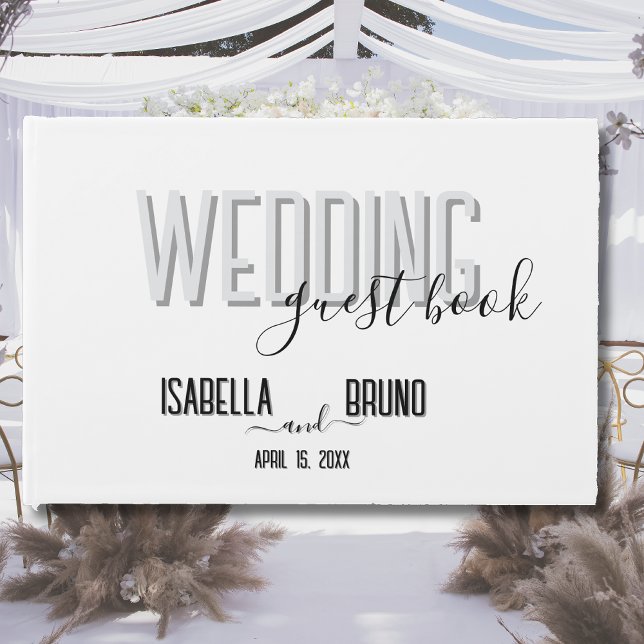 Livro De Visitas Boas-vindas a na moda Black and White Weds (Criador carregado)