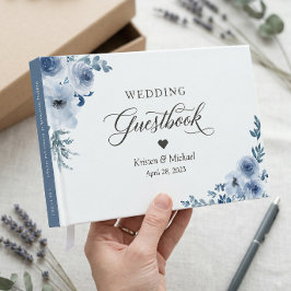 Livro De Visitas Bohemian Dusty Blue Floral Casamento