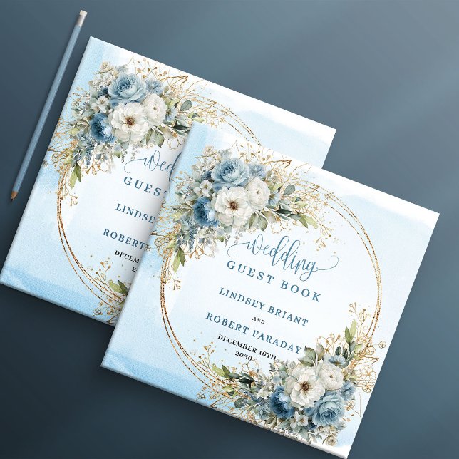 Livro De Visitas Bohemian Light Blue Floral Gold Glitter Guest Book (Bohemian Light Blue Floral Gold Glitter Guest Book

)