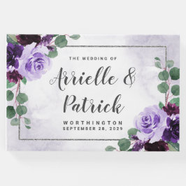 Livro De Visitas Boho Airy Floral Purple e Silver Casamento
