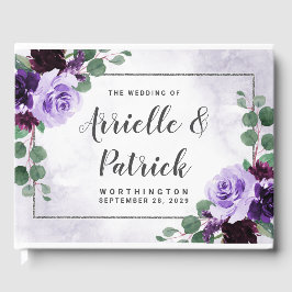 Livro De Visitas Boho Airy Floral Purple e Silver Casamento