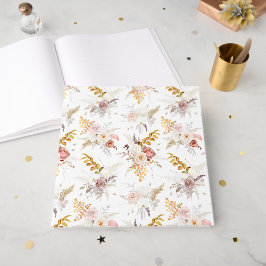 Livro De Visitas Boho Bege, Grama das Pampas Terracota Aquarela Nós